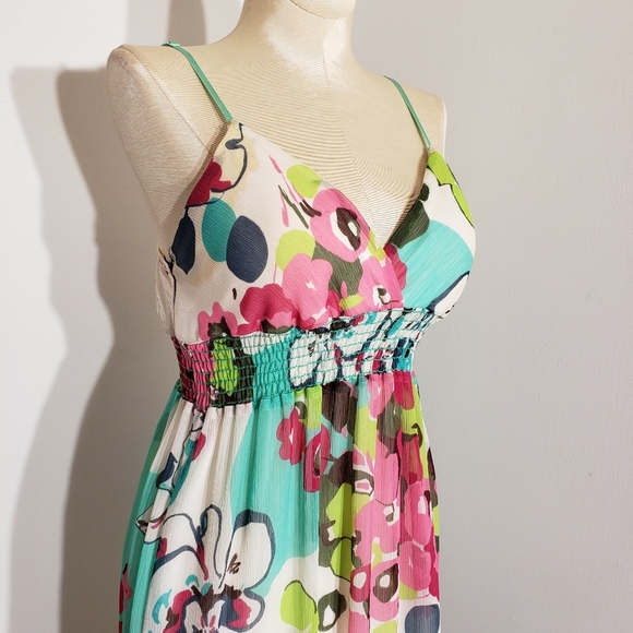 Mitto turquoise & pink maxi dress size Small - Picture 5 of 6